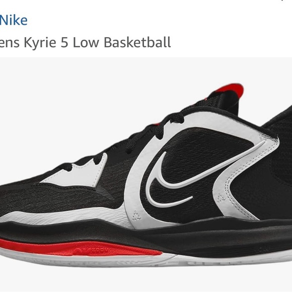 Nike Kyrie 5 Low Basketball Black and White Chile-Red Athletic Shoes - Picture 2 of 9